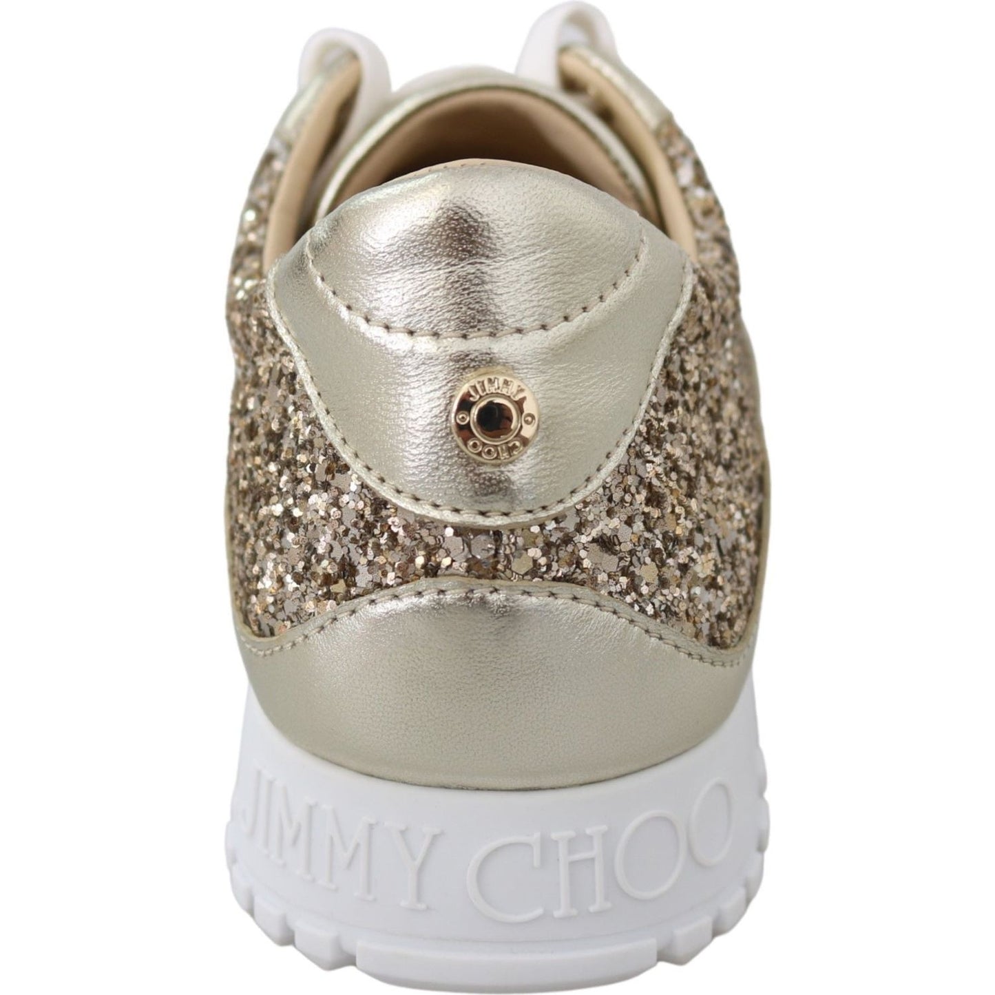 Jimmy Choo Antique Gold Glitter Leather Sneakers Jimmy Choo Dark Gray