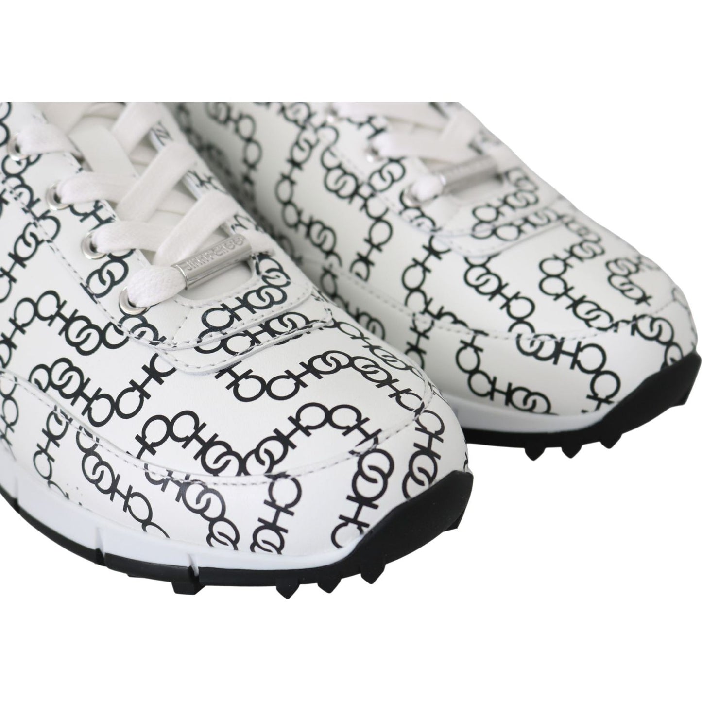 Jimmy Choo Elegant Monochrome Leather Sneakers Jimmy Choo Light Gray