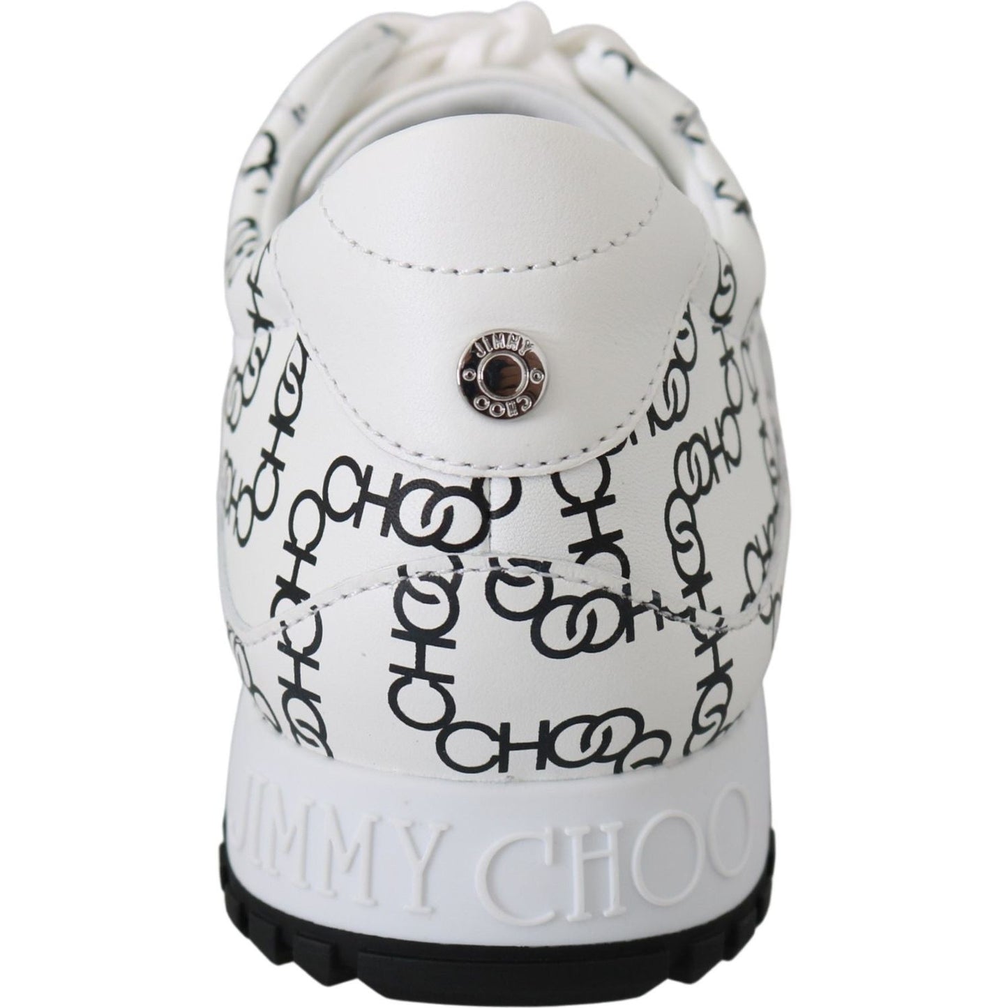 Jimmy Choo Elegant Monochrome Leather Sneakers Jimmy Choo Light Gray