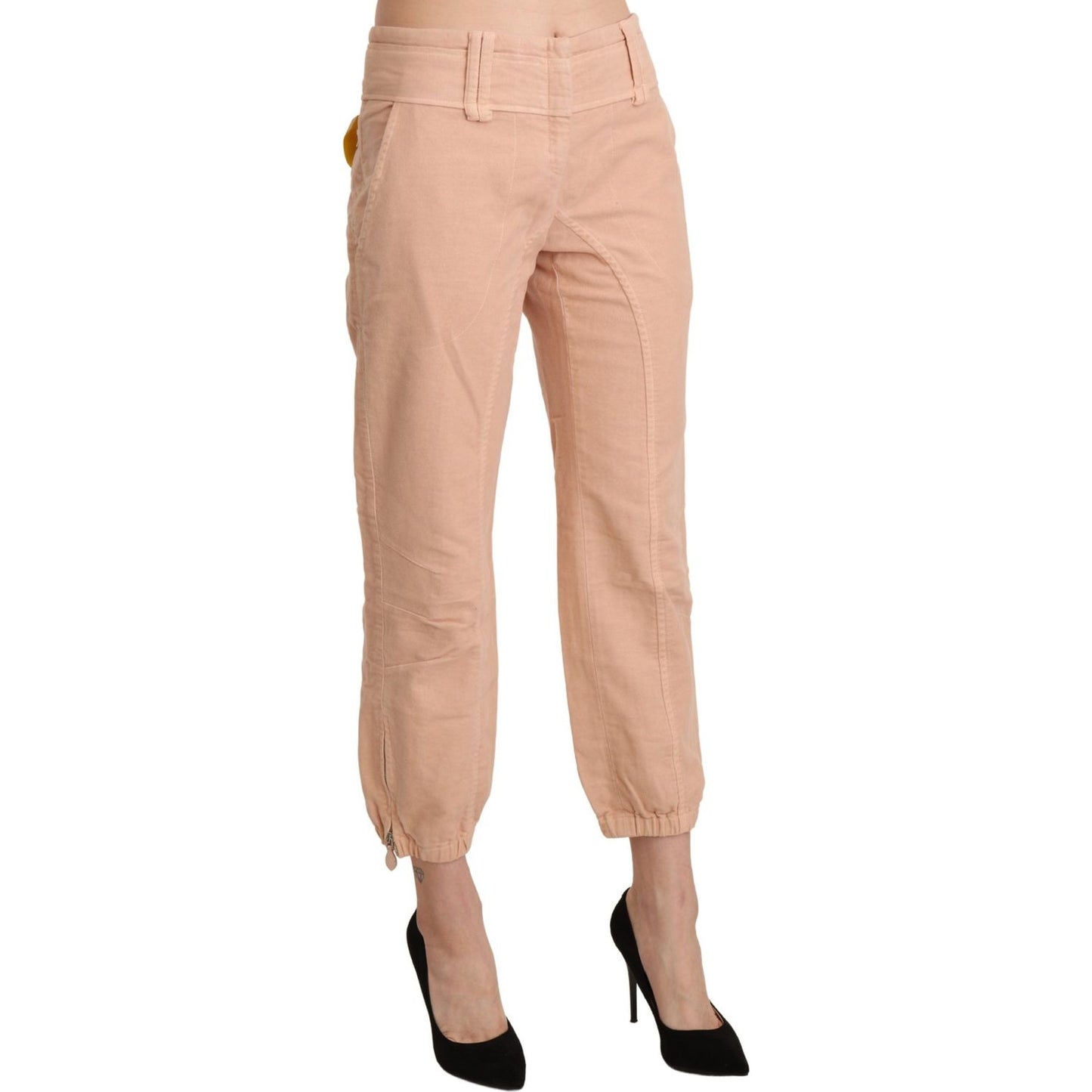 Ermanno Scervino Chic Beige Cropped Cotton Pants Jeans & Pants Ermanno Scervino Tan