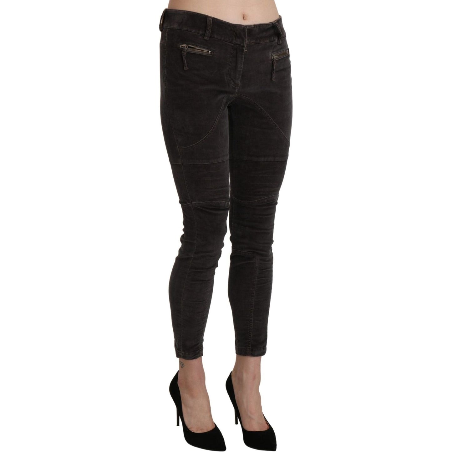 Ermanno Scervino Chic Brown Capri Cropped Pants Ermanno Scervino Black