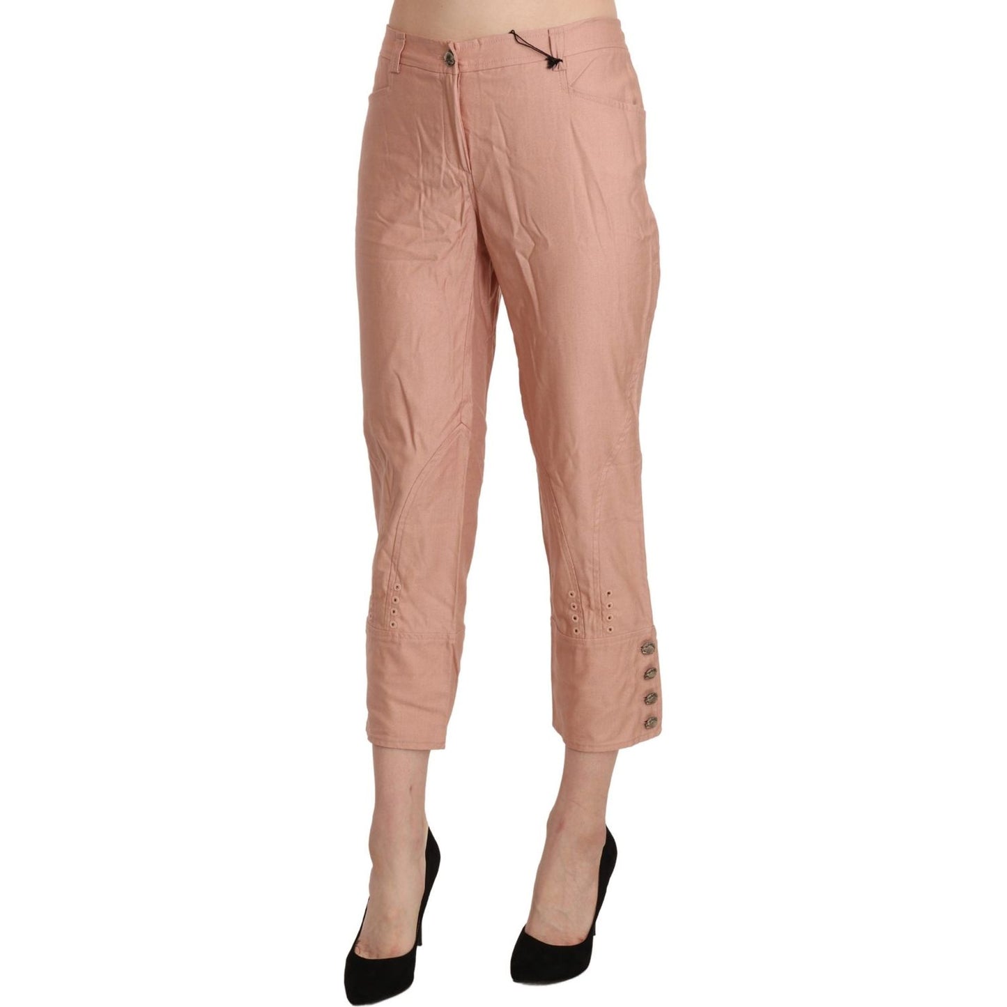 Ermanno Scervino Chic High Waist Cropped Cotton Trousers Ermanno Scervino Rosy Brown