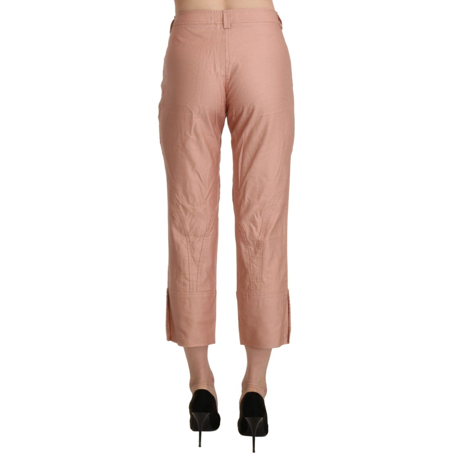 Ermanno Scervino Chic High Waist Cropped Cotton Trousers Ermanno Scervino Rosy Brown