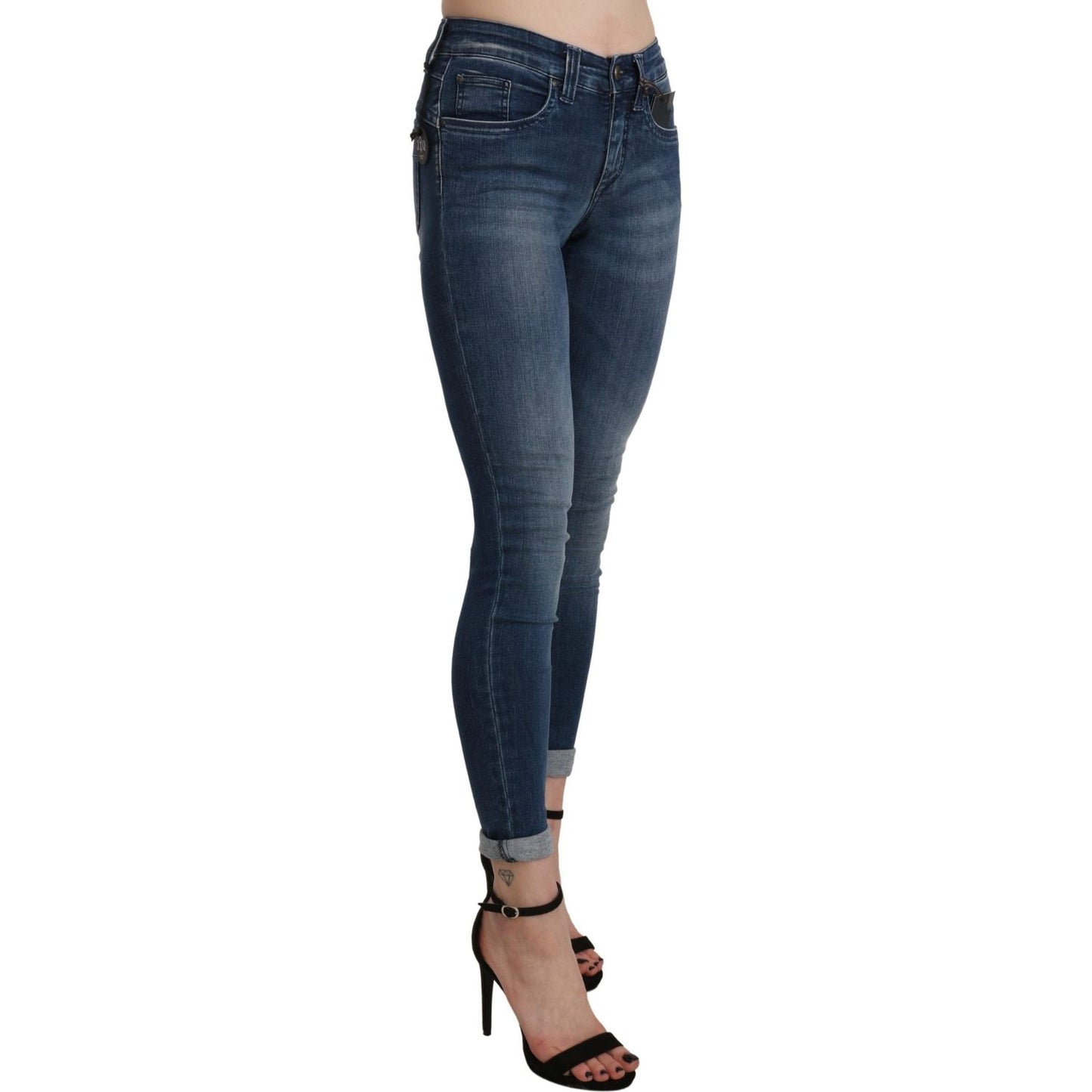 Ermanno Scervino Chic Blue High Waist Cropped Jeans Ermanno Scervino Dark Slate Gray