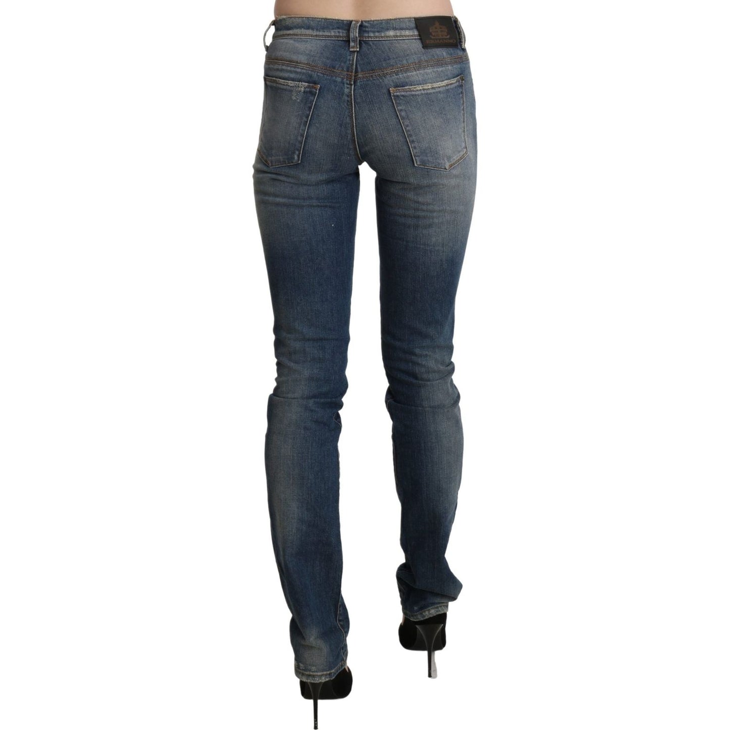 Ermanno Scervino Chic Mid Waist Skinny Denim in Blue Washed Ermanno Scervino Dark Slate Gray