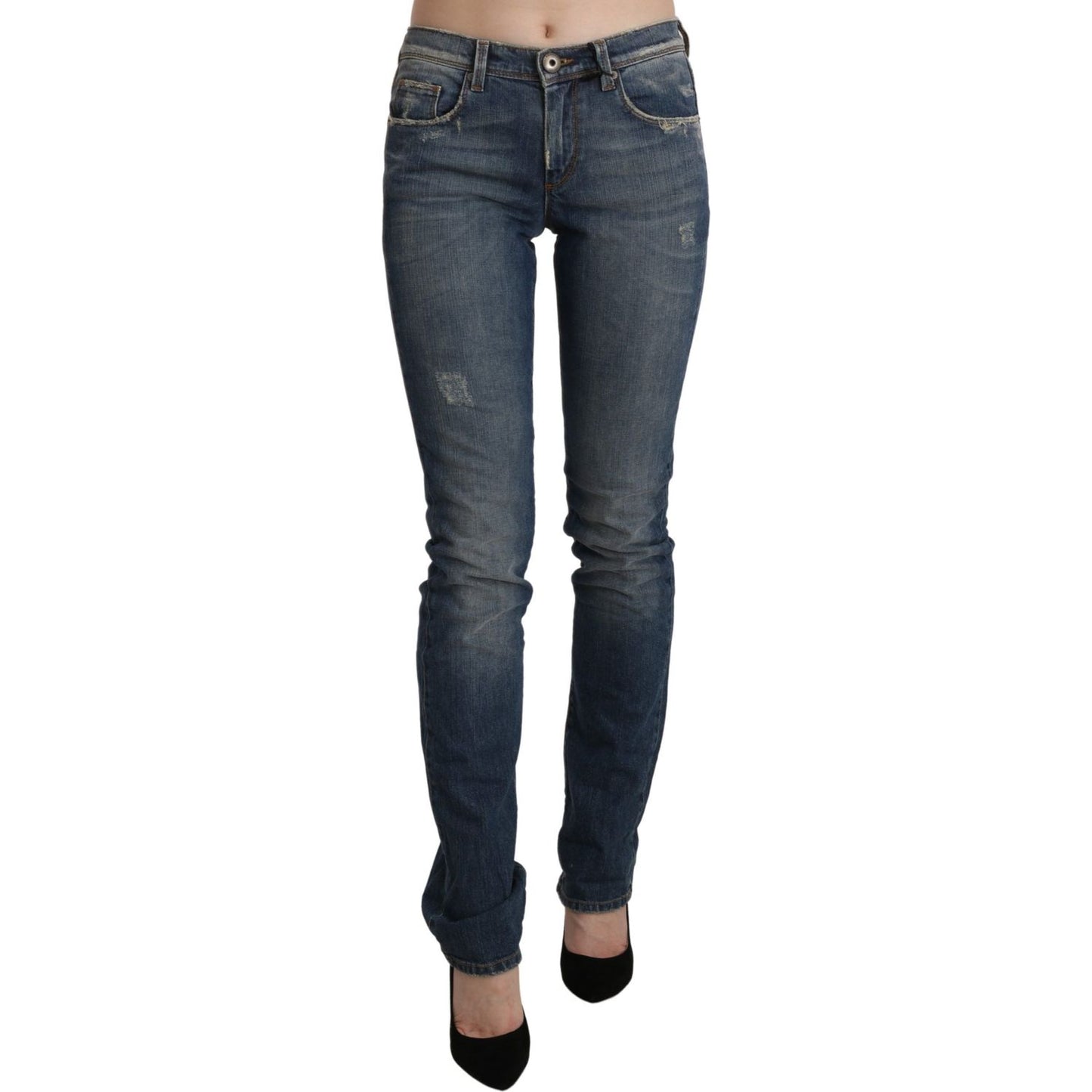 Ermanno Scervino Chic Mid Waist Skinny Denim in Blue Washed Ermanno Scervino Dark Slate Gray