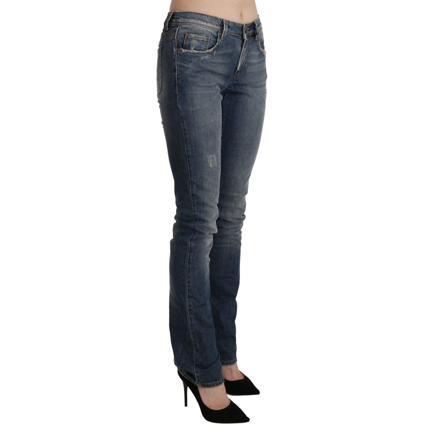 Ermanno Scervino Chic Mid Waist Skinny Denim in Blue Washed Ermanno Scervino Dark Slate Gray