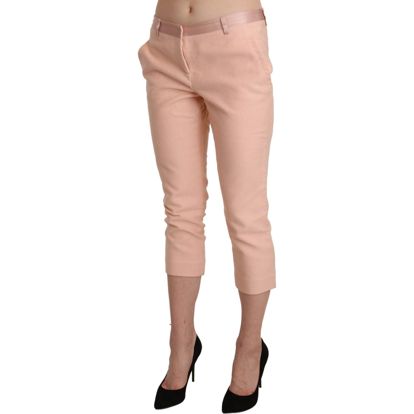 Ermanno Scervino Chic Pink Skinny Capri Pants Ermanno Scervino Rosy Brown