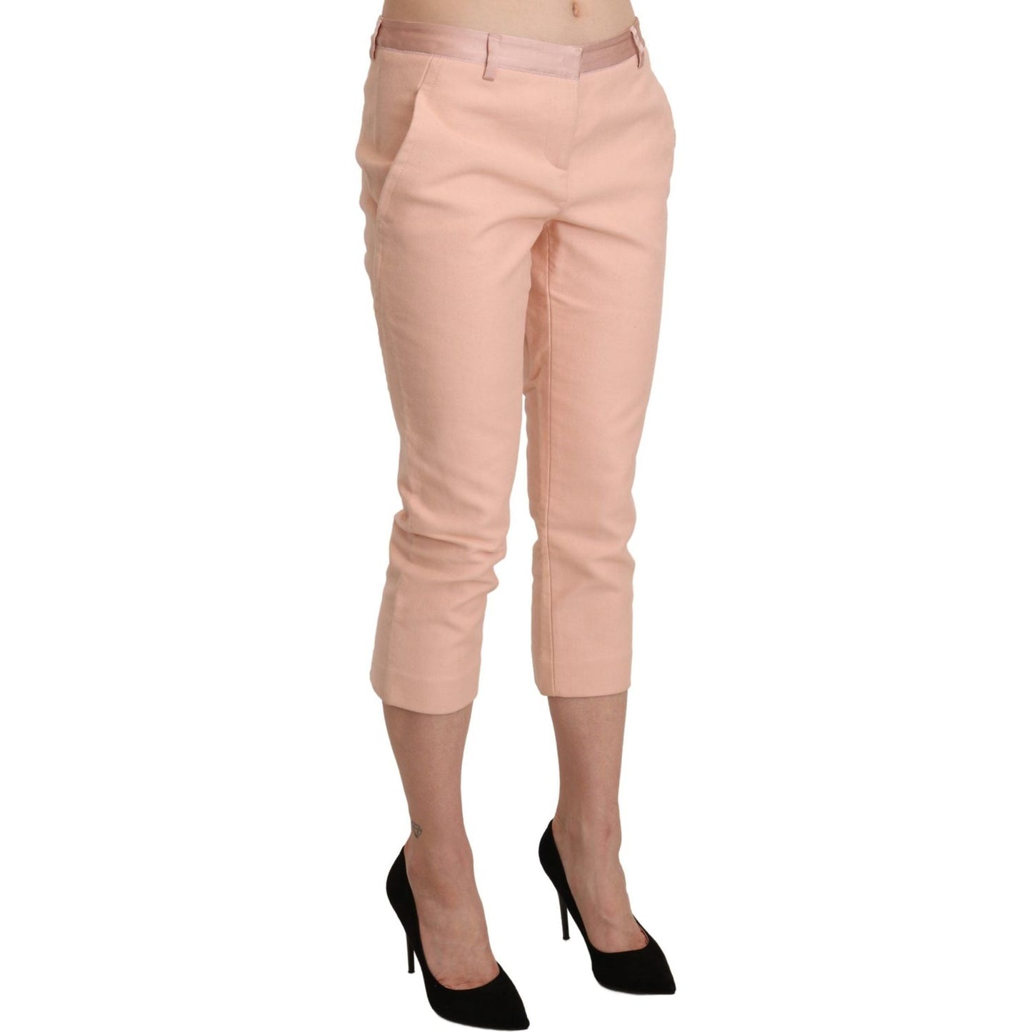 Ermanno Scervino Chic Pink Skinny Capri Pants Ermanno Scervino Tan