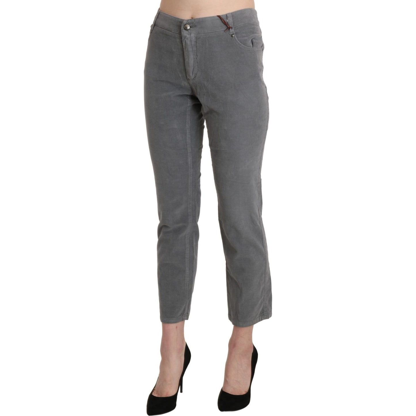 Ermanno Scervino Chic Gray Mid Waist Cropped Trousers Ermanno Scervino Dim Gray
