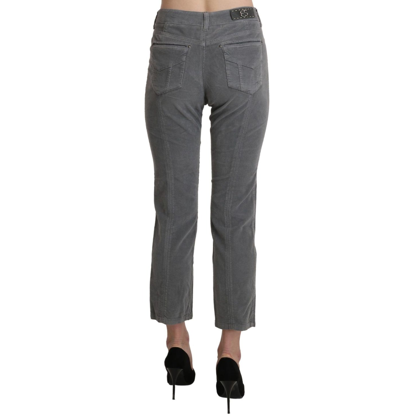 Ermanno Scervino Chic Gray Mid Waist Cropped Trousers Ermanno Scervino Dark Slate Gray