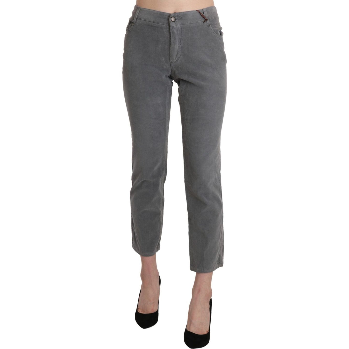 Ermanno Scervino Chic Gray Mid Waist Cropped Trousers Ermanno Scervino Dim Gray