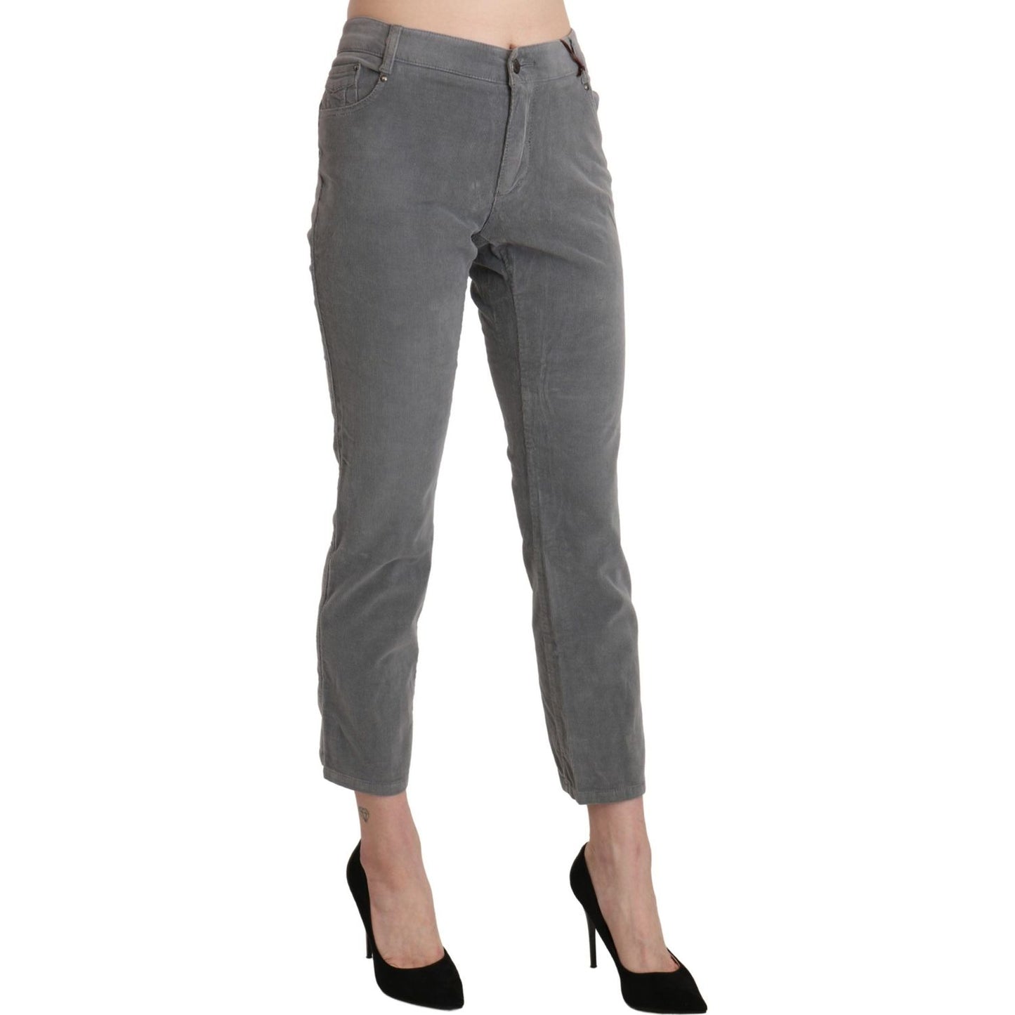 Ermanno Scervino Chic Gray Mid Waist Cropped Trousers Ermanno Scervino Dim Gray