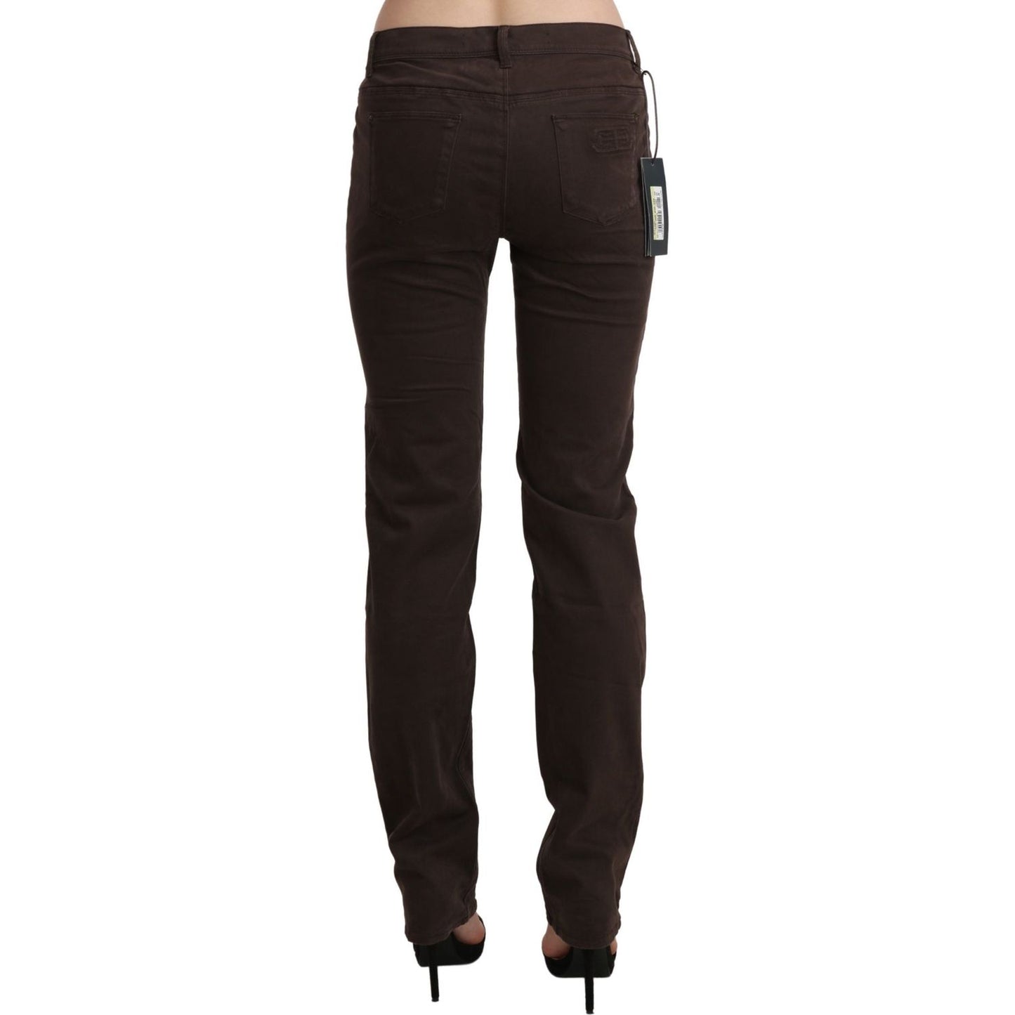 Ermanno Scervino Chic Brown Mid Waist Skinny Trousers Ermanno Scervino Black