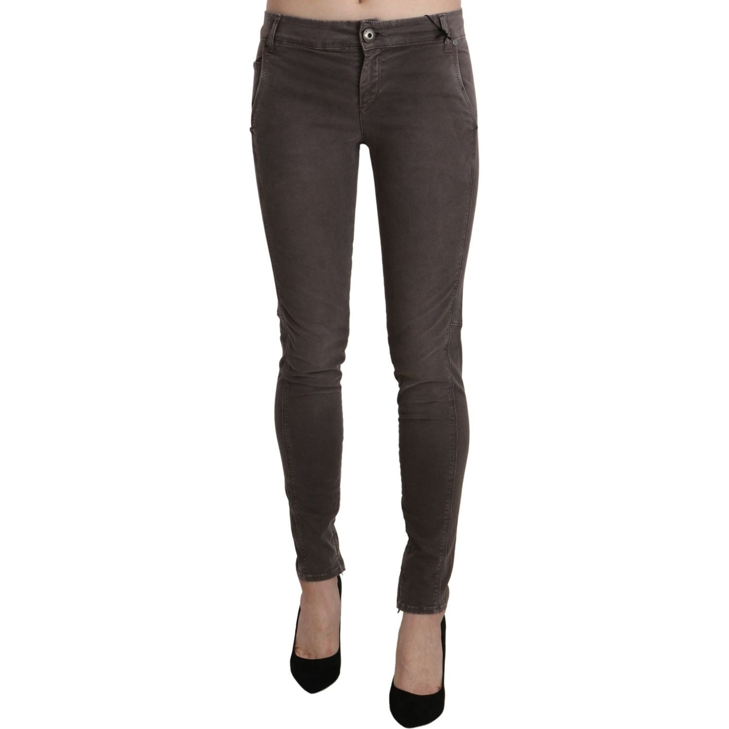 Ermanno Scervino Chic Brown Low Waist Skinny Trousers Ermanno Scervino Dark Slate Gray