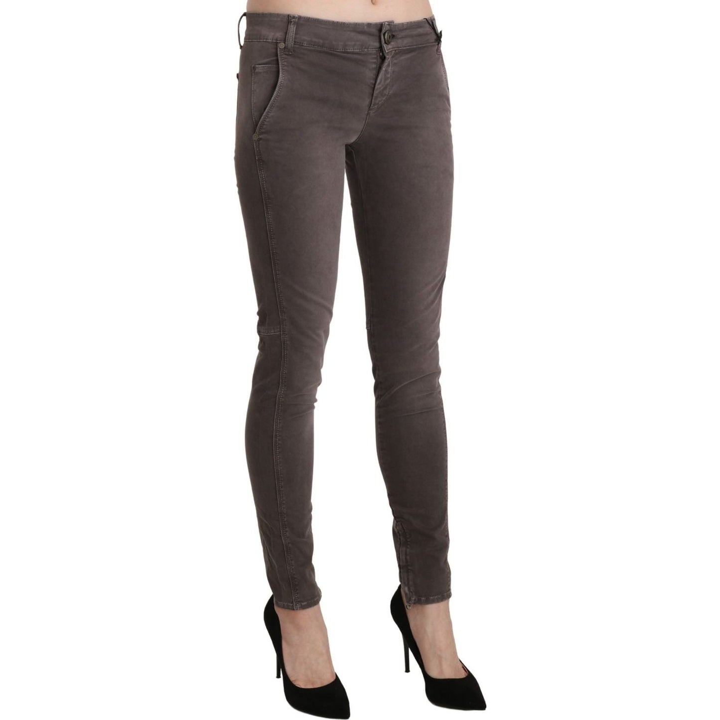 Ermanno Scervino Chic Brown Low Waist Skinny Trousers Ermanno Scervino Dark Slate Gray