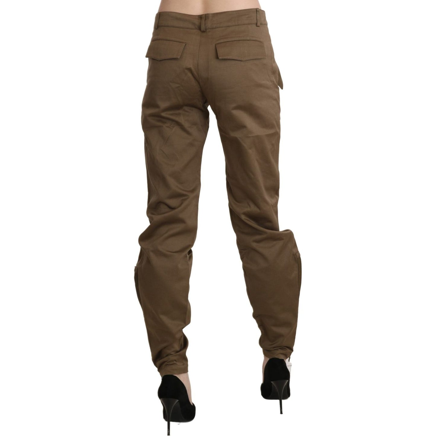 Ermanno Scervino Chic Brown Mid Waist Straight Trousers Ermanno Scervino Dark Olive Green