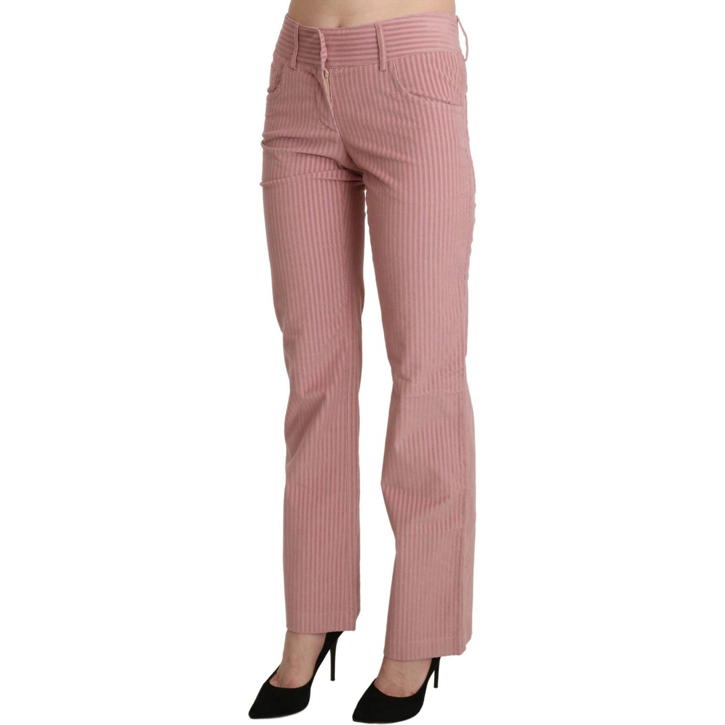 Ermanno Scervino Chic Pink Mid Waist Straight Trousers Ermanno Scervino Rosy Brown