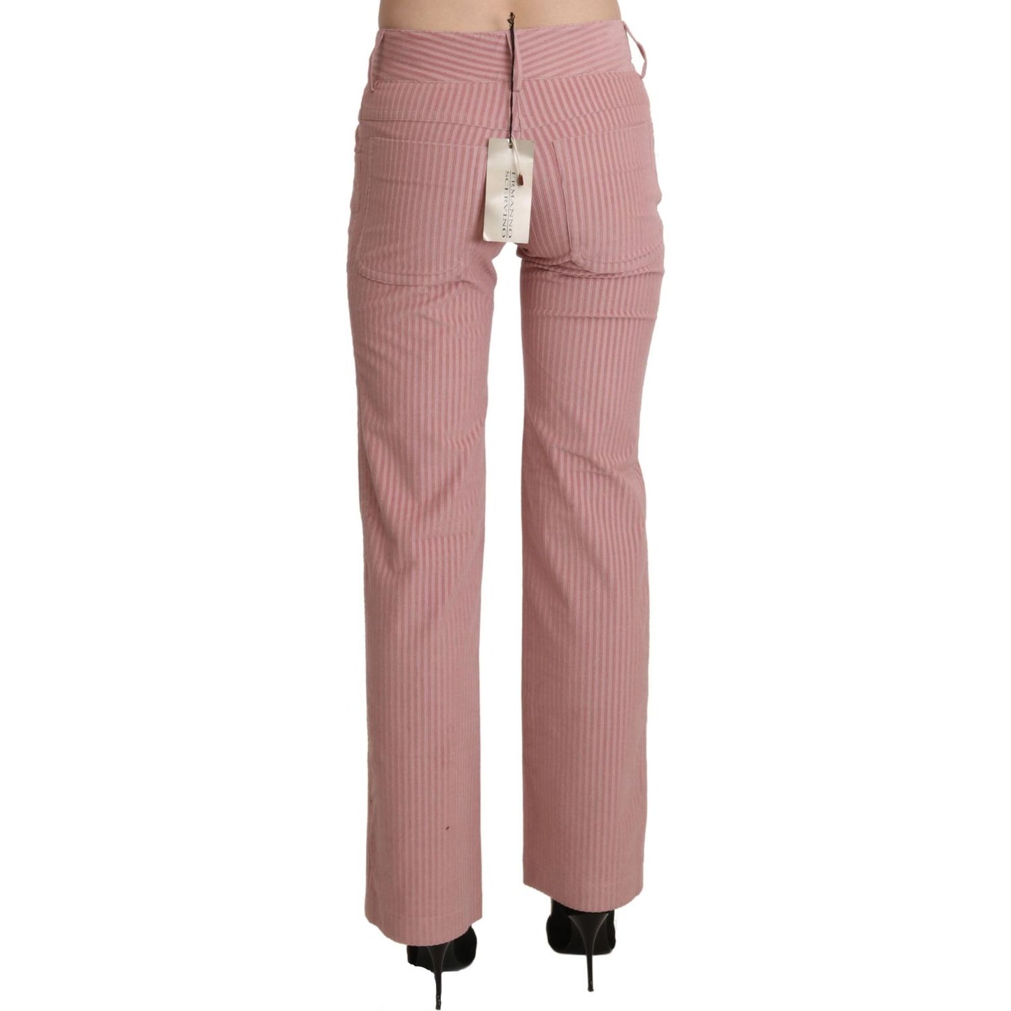 Ermanno Scervino Chic Pink Mid Waist Straight Trousers Ermanno Scervino Rosy Brown
