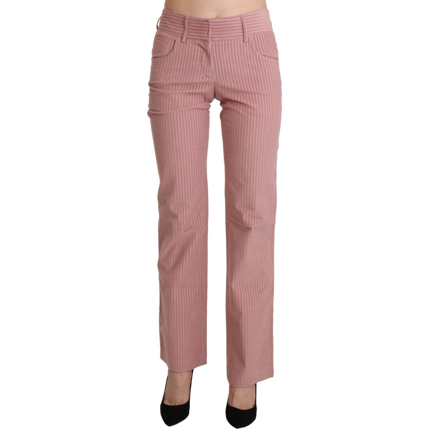 Ermanno Scervino Chic Pink Mid Waist Straight Trousers Ermanno Scervino Rosy Brown