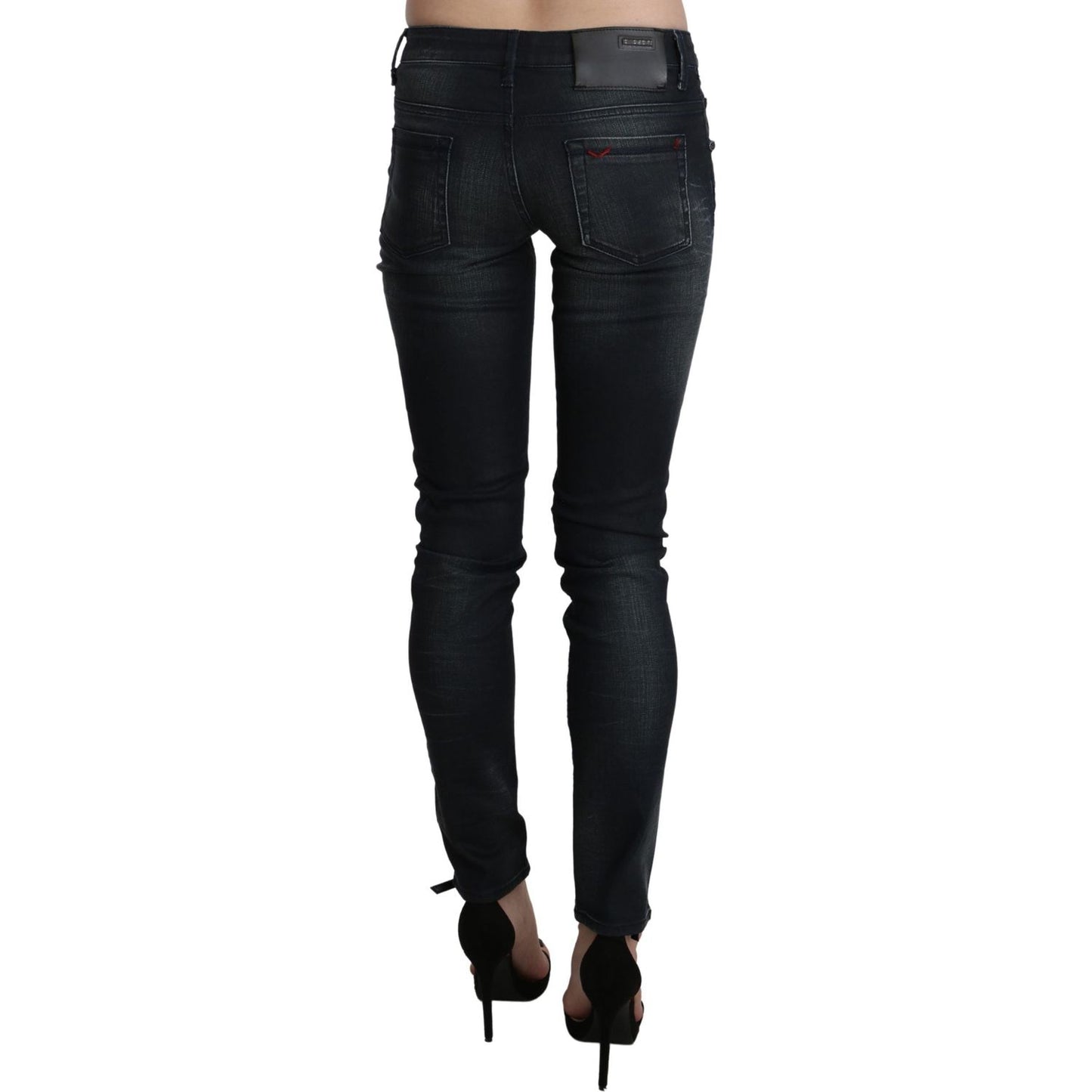 Acht Chic Blue Washed Skinny Denim Jeans Acht Black