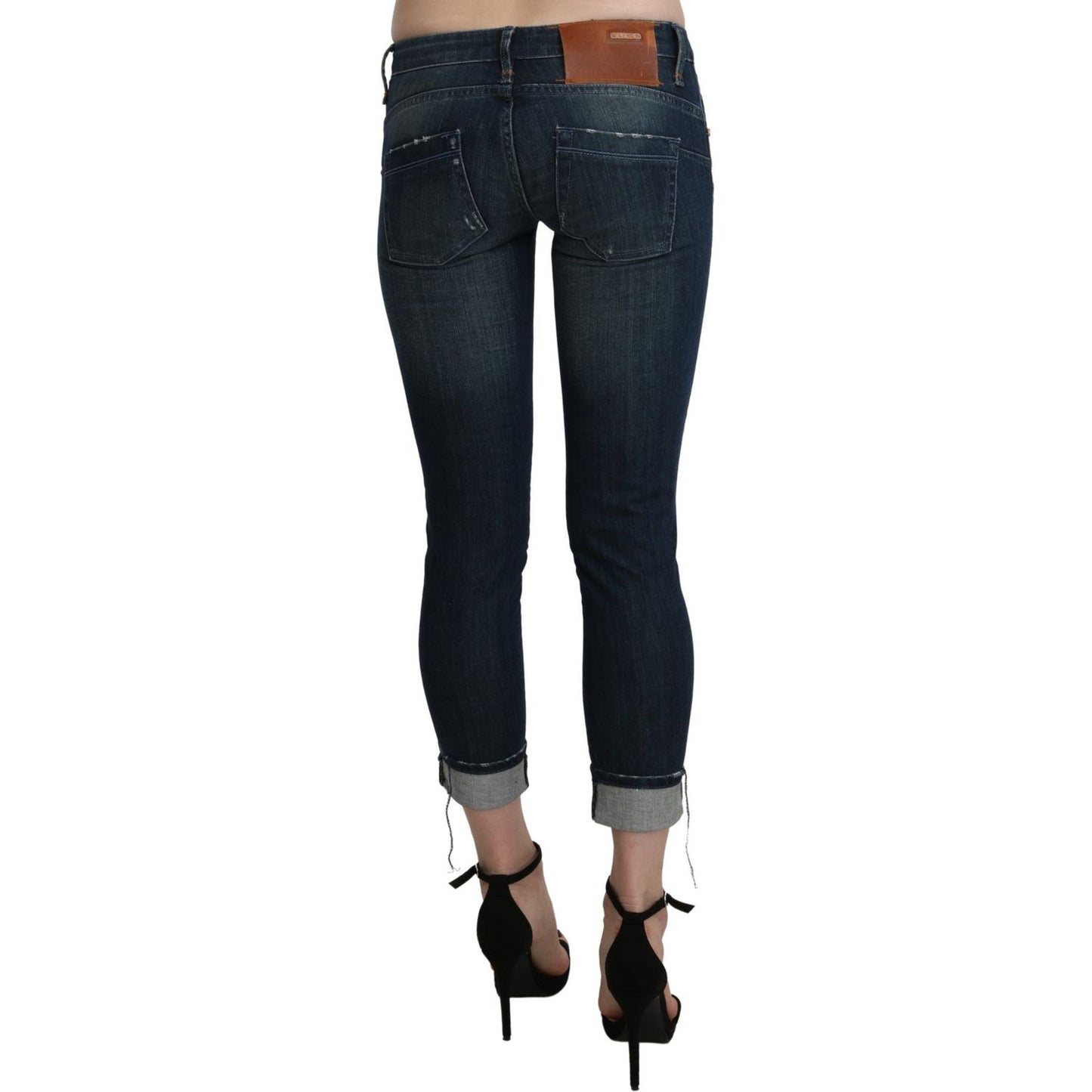 Acht Chic Blue Washed Skinny Cropped Denim Jeans & Pants Acht Black
