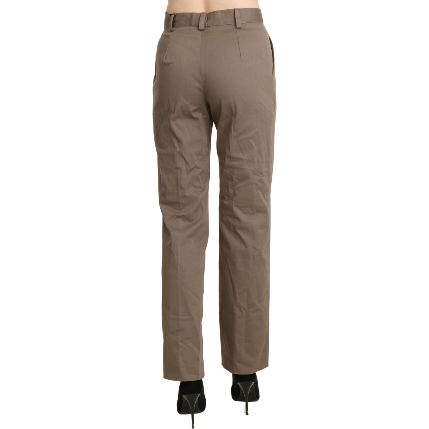 BENCIVENGA Elegant High Waist Straight Pants in Brown BENCIVENGA Dim Gray