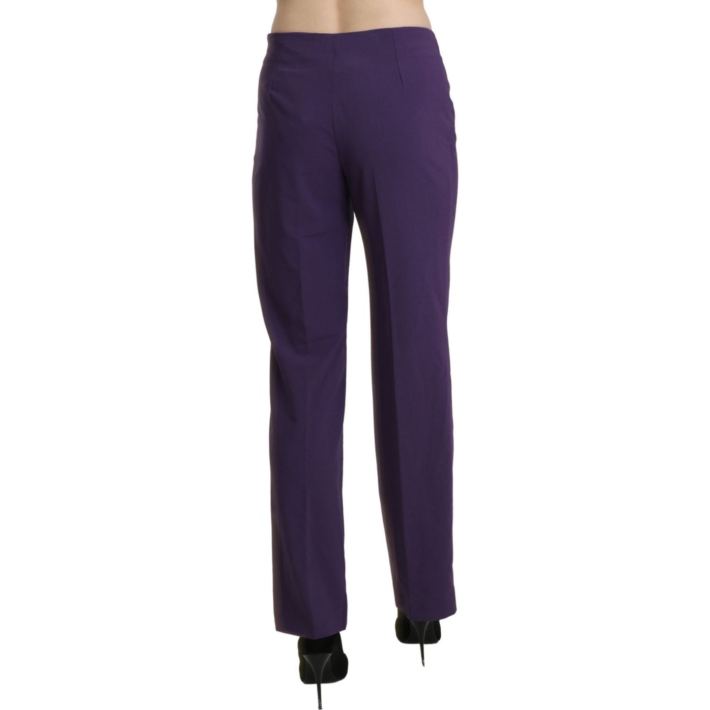 BENCIVENGA Elegant High Waist Violet Straight Pants BENCIVENGA Dark Slate Gray