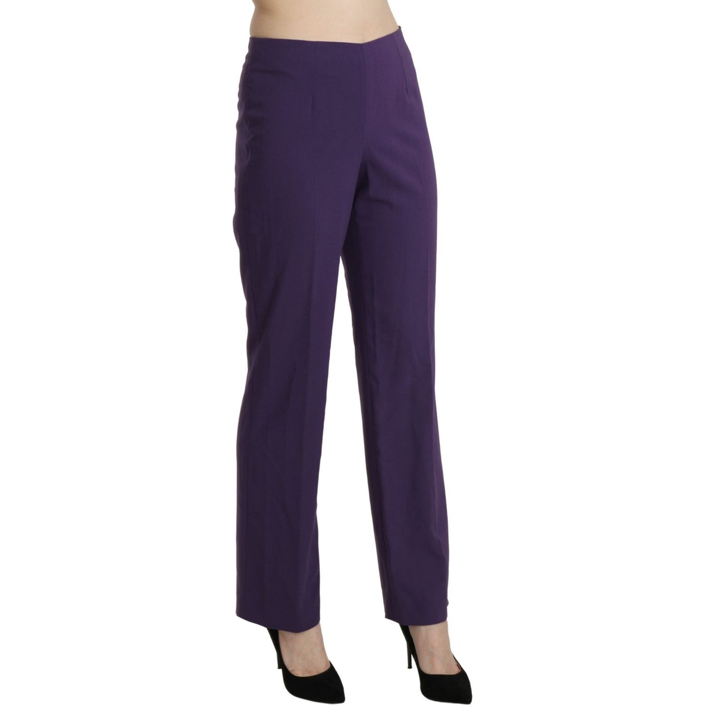 BENCIVENGA Elegant High Waist Violet Straight Pants BENCIVENGA Dark Slate Gray