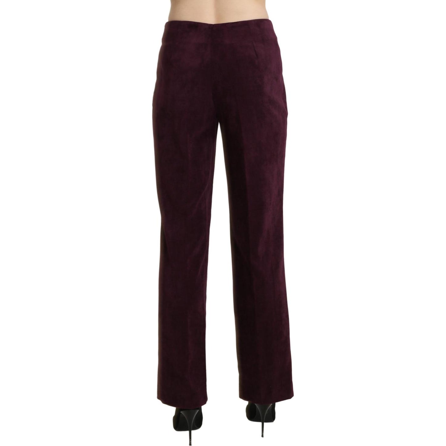 BENCIVENGA Elegant High Waist Straight Purple Pants BENCIVENGA Black