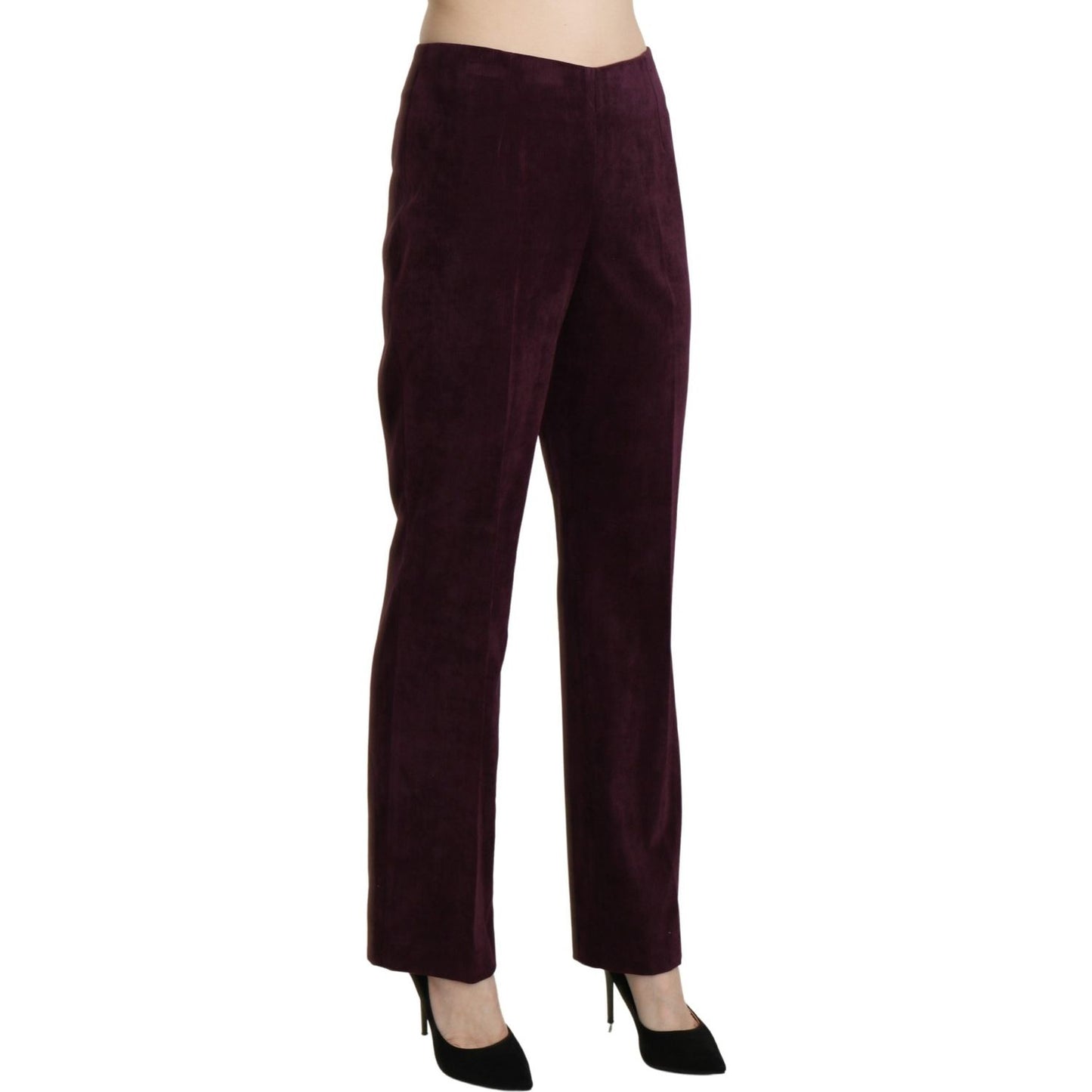 BENCIVENGA Elegant High Waist Straight Purple Pants BENCIVENGA Black