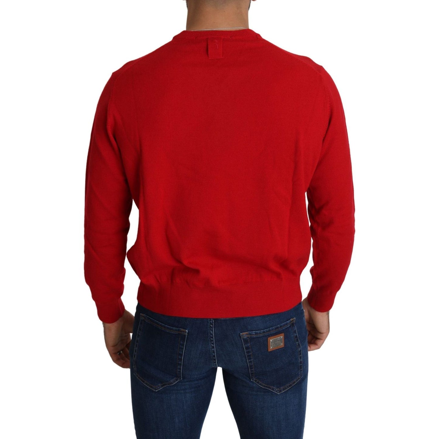 Billionaire Italian Couture Iconic Embroidered Red Wool Sweater Billionaire Italian Couture Dark Red