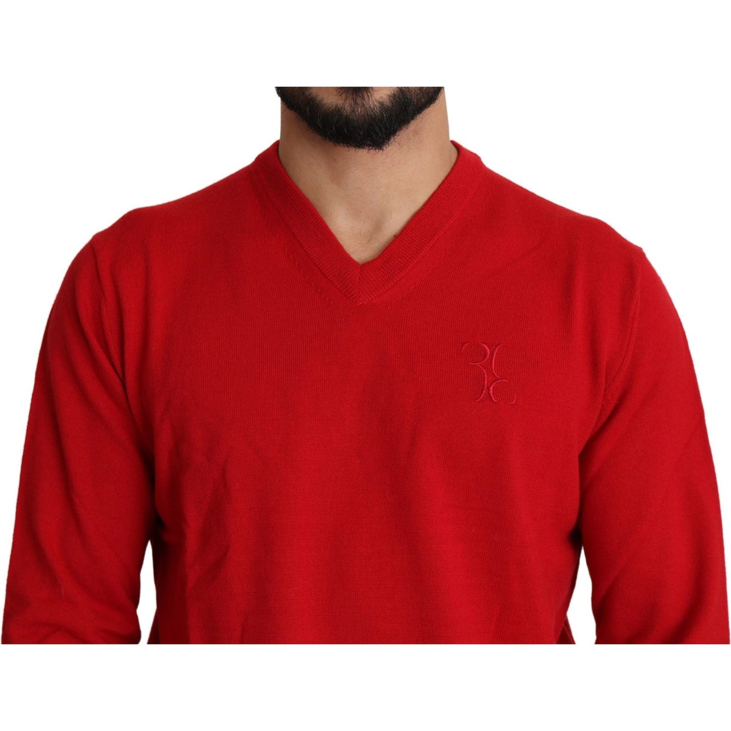Billionaire Italian Couture Iconic Embroidered Red Wool Sweater Billionaire Italian Couture Firebrick