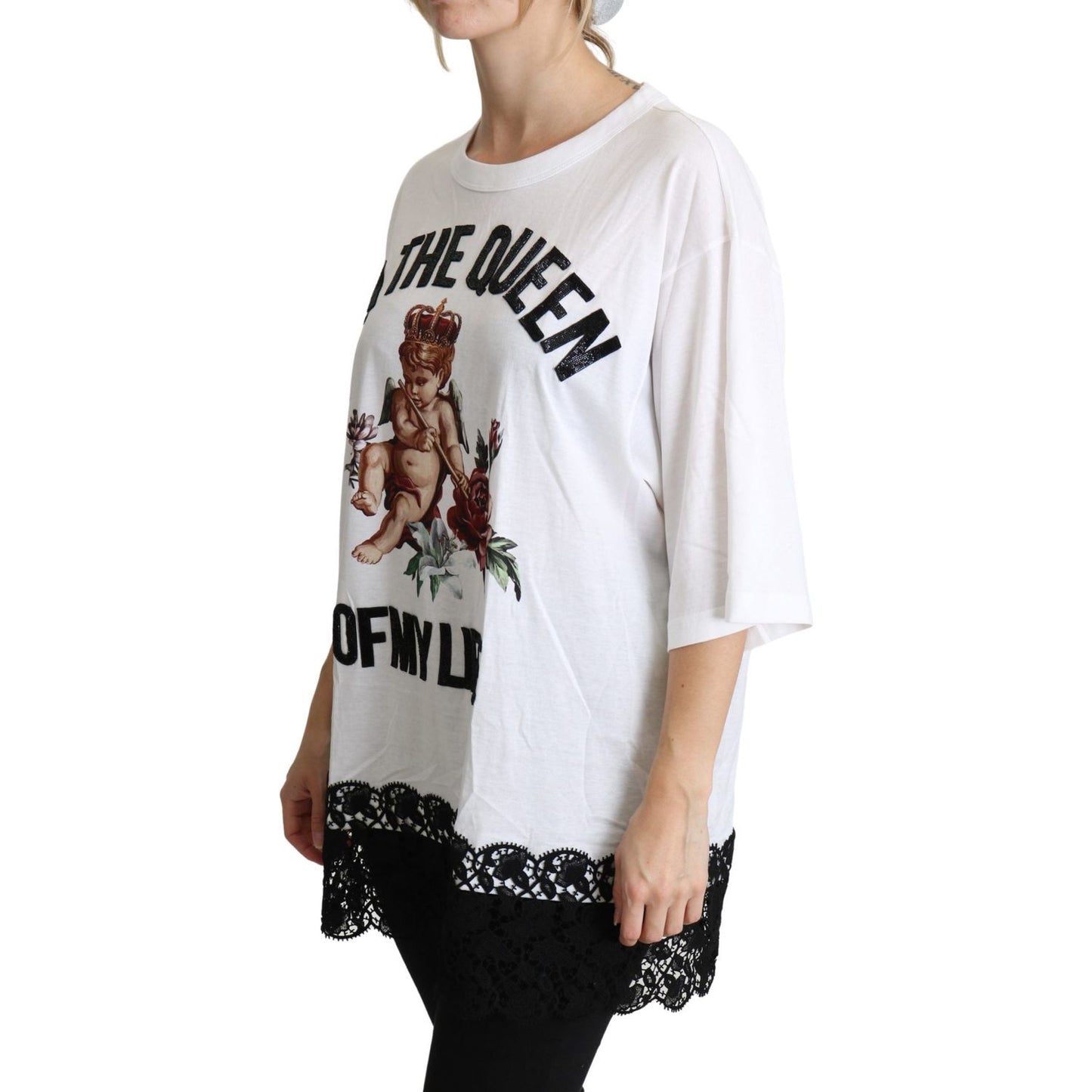 Dolce & Gabbana Elegant White Cotton Blend T-Shirt Dolce & Gabbana Light Gray