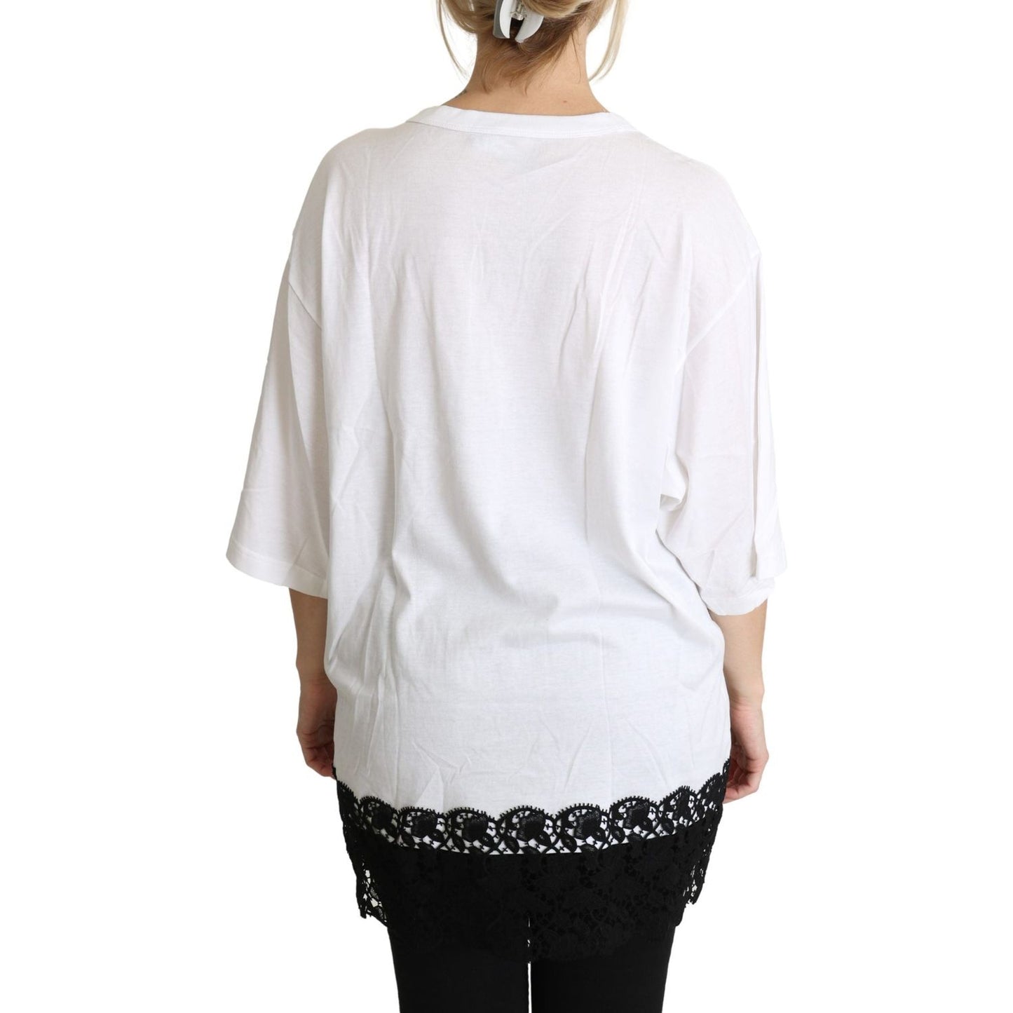 Dolce & Gabbana Elegant White Cotton Blend T-Shirt Dolce & Gabbana Light Gray