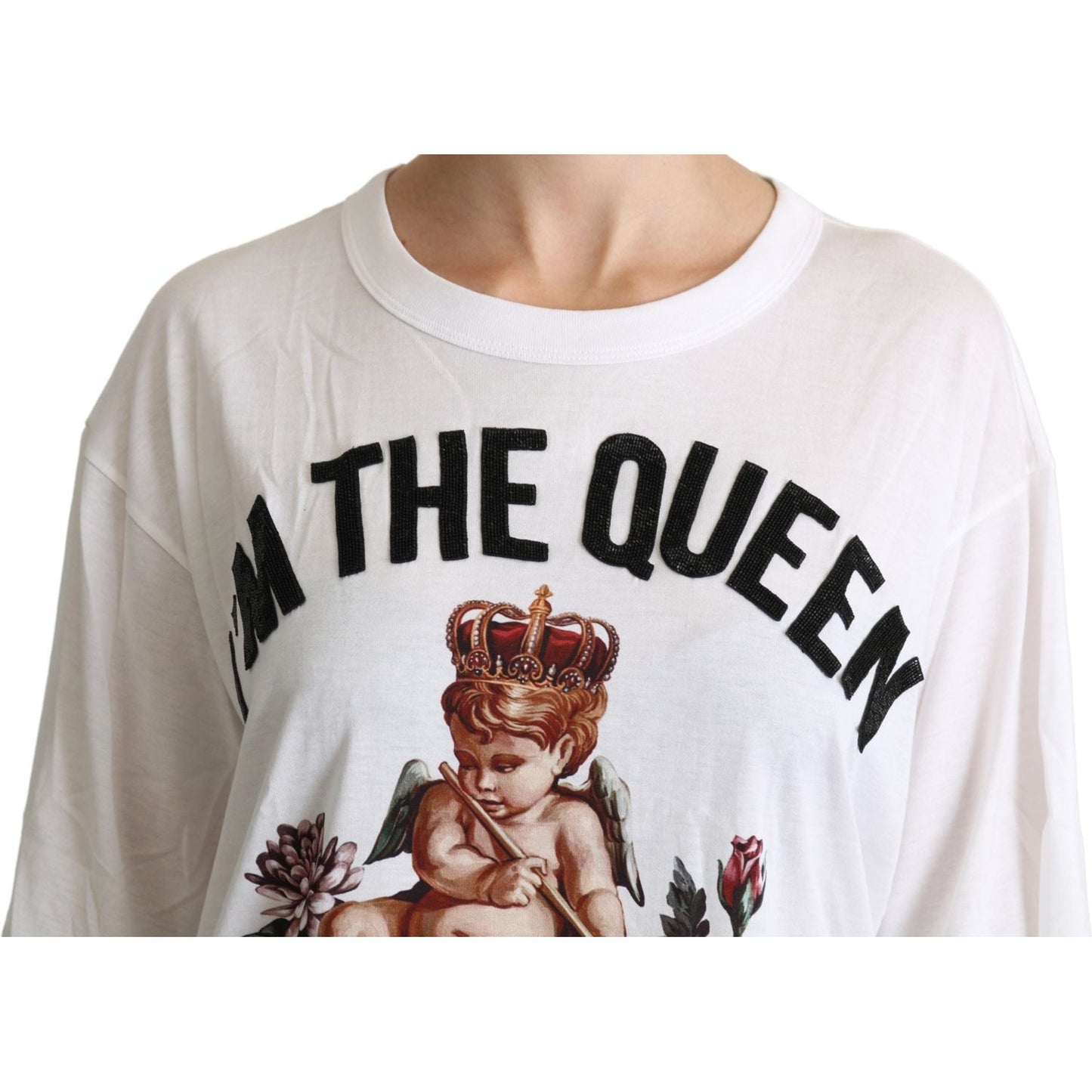 Dolce & Gabbana Elegant White Cotton Blend T-Shirt Dolce & Gabbana Light Gray