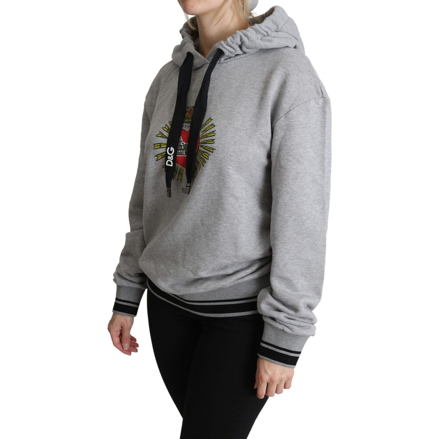 Dolce & Gabbana Exclusive Hooded Gray Cotton Sweater Dolce & Gabbana Slate Gray