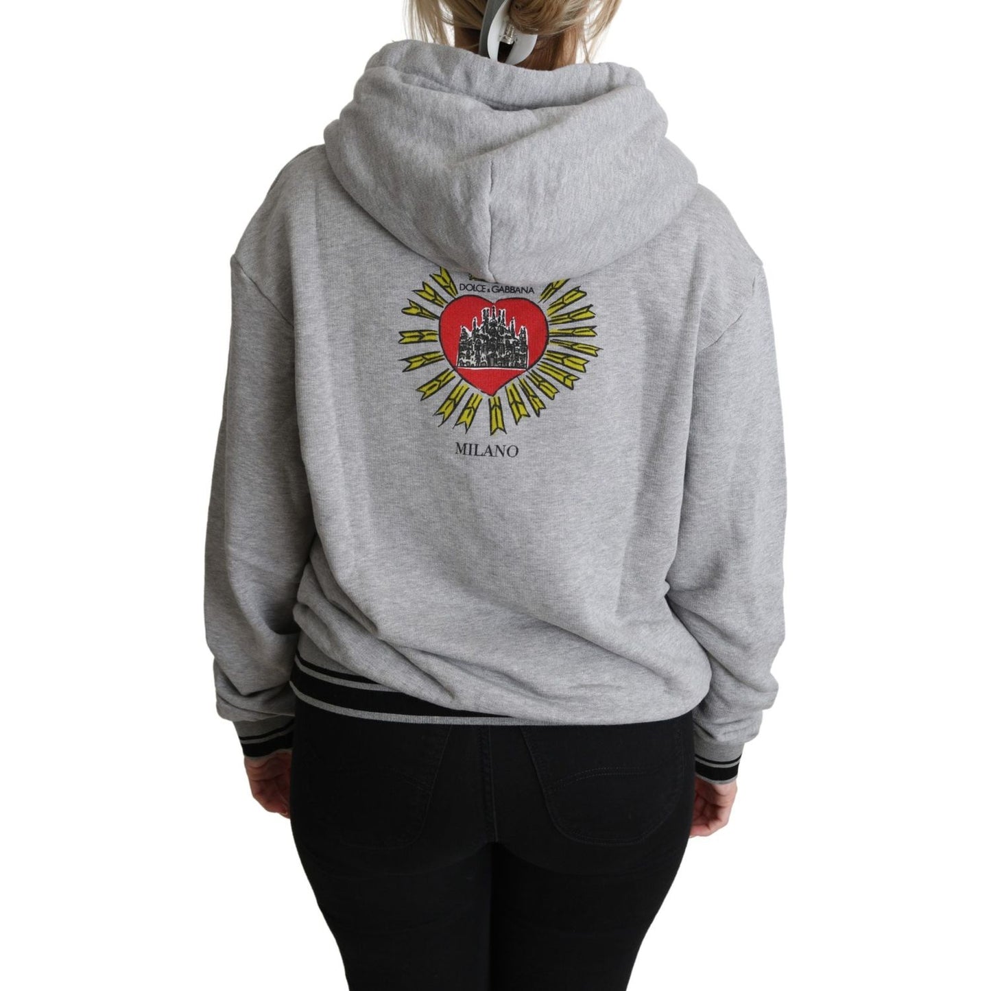Dolce & Gabbana Exclusive Hooded Gray Cotton Sweater Dolce & Gabbana Dark Gray