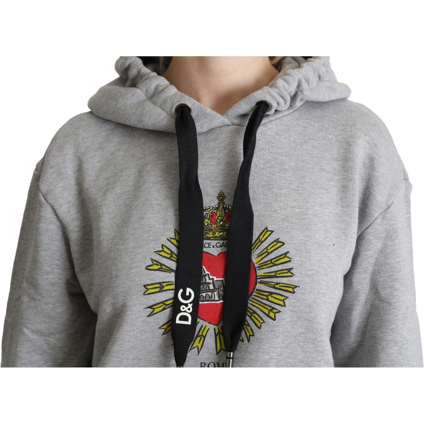 Dolce & Gabbana Exclusive Hooded Gray Cotton Sweater Dolce & Gabbana Dark Gray