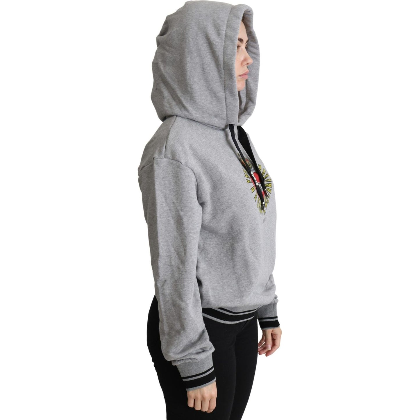 Dolce & Gabbana Exclusive Hooded Gray Cotton Sweater Dolce & Gabbana Dark Gray