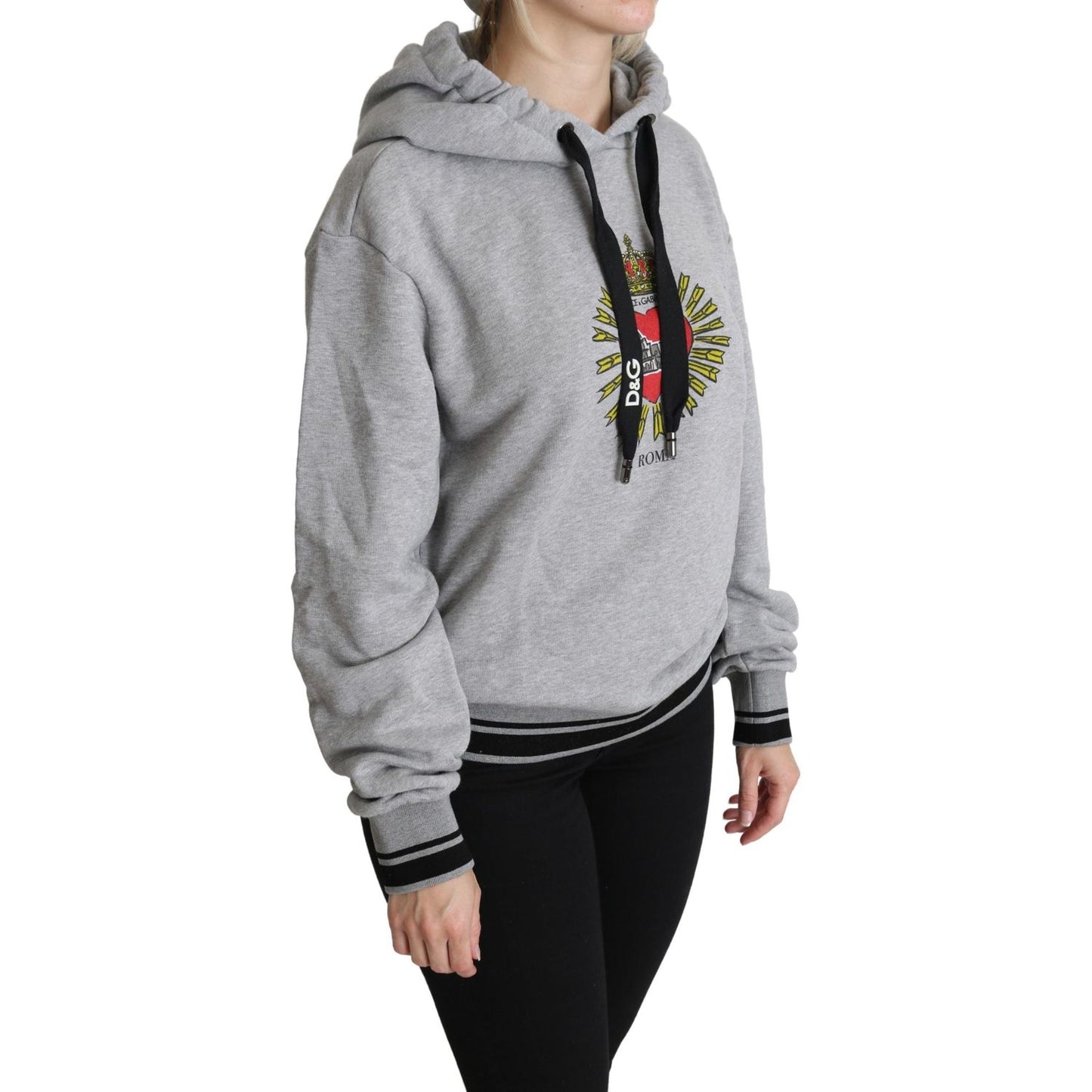 Dolce & Gabbana Exclusive Hooded Gray Cotton Sweater Dolce & Gabbana Dark Gray