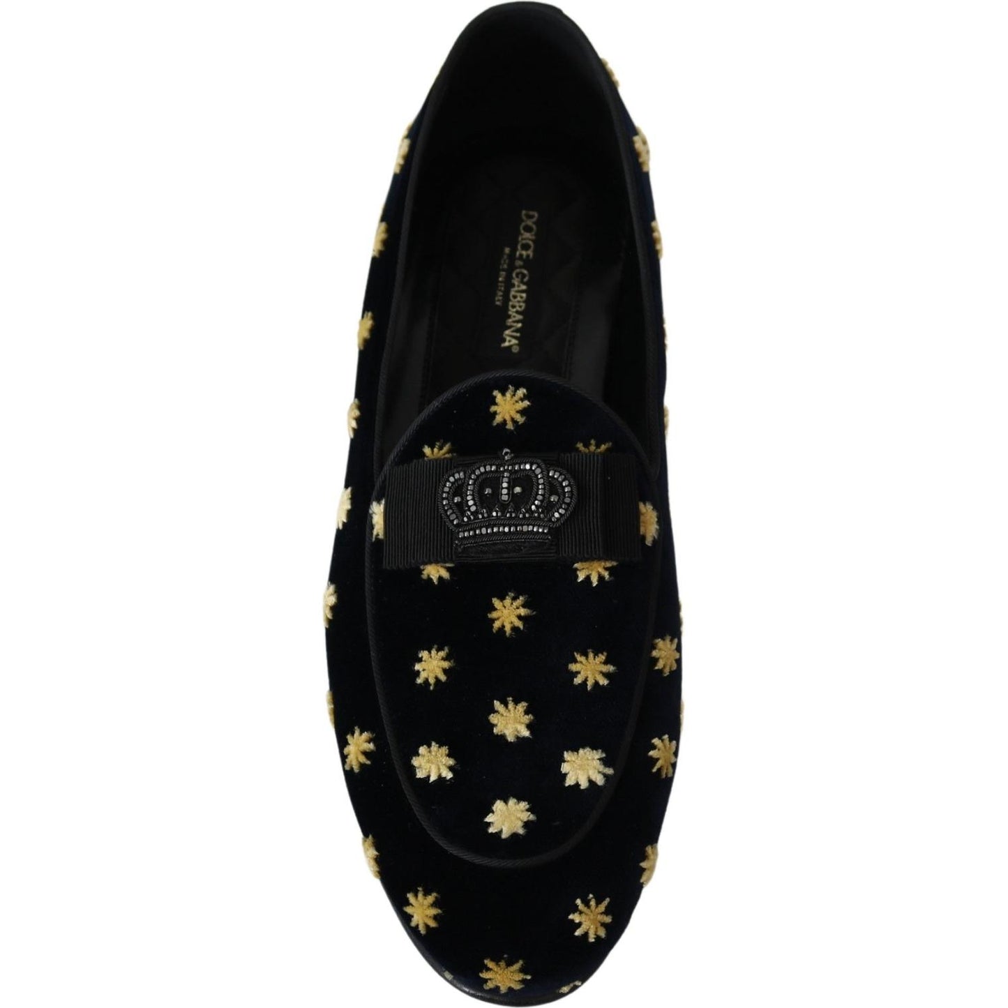 Dolce & Gabbana Elegant Velvet Crown Embroidery Loafers Dolce & Gabbana Black