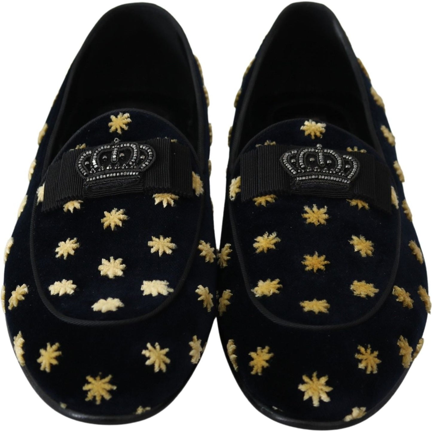Dolce & Gabbana Elegant Velvet Crown Embroidery Loafers Dolce & Gabbana Black