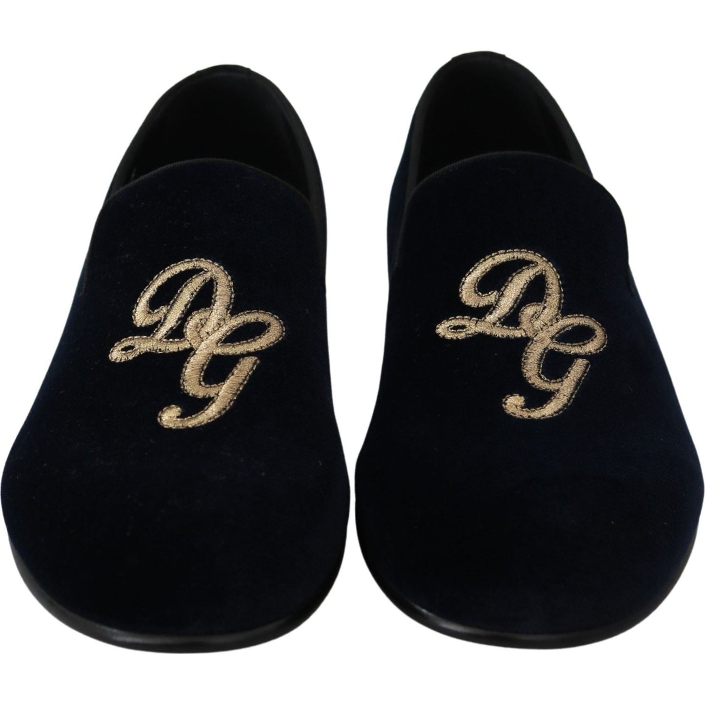 Dolce & Gabbana Elegant Blue Embroidered Loafers Dolce & Gabbana Black