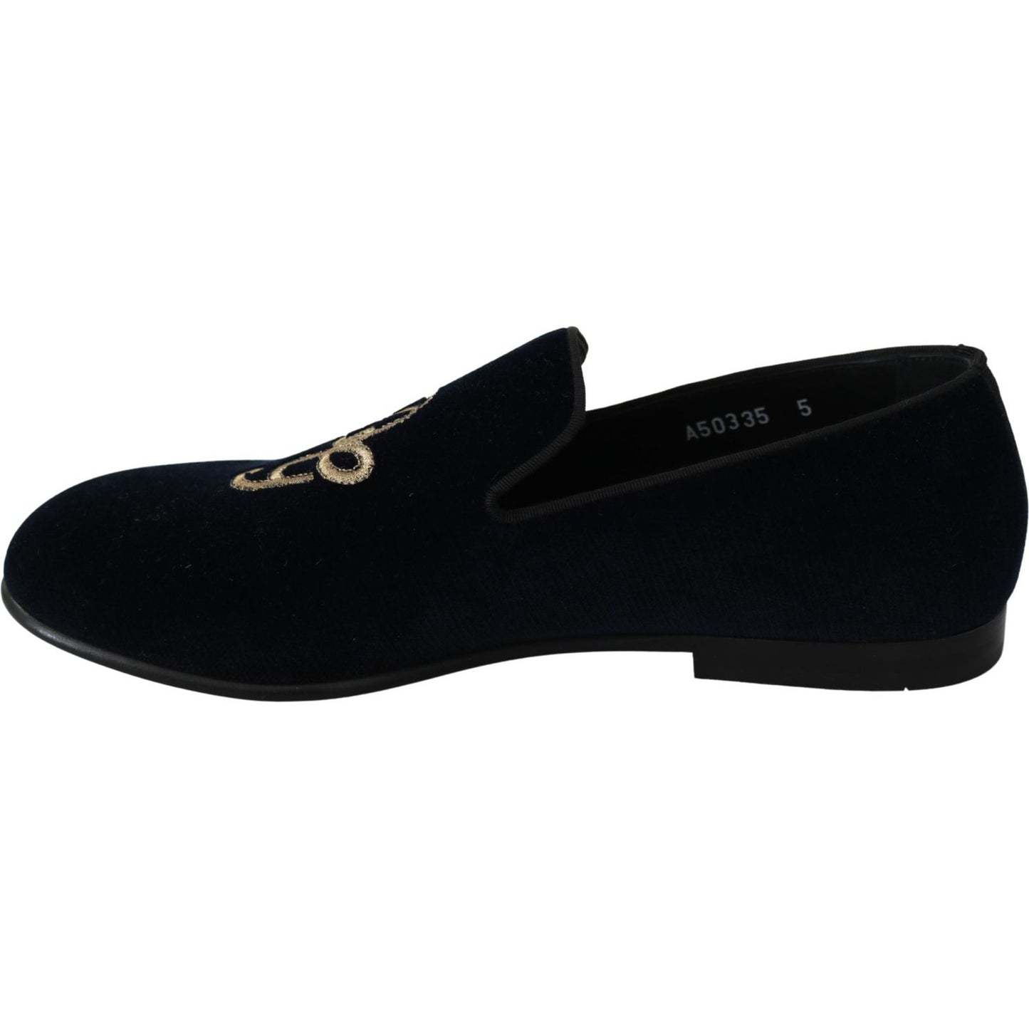 Dolce & Gabbana Elegant Blue Embroidered Loafers Dolce & Gabbana Black