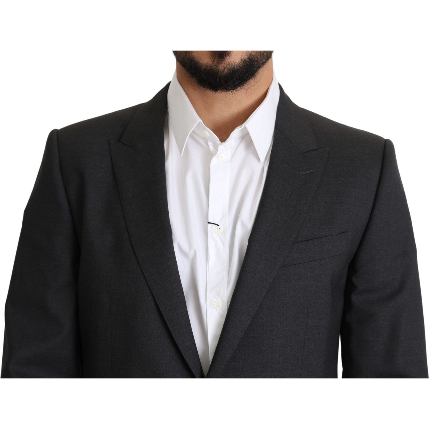 Dolce & Gabbana Elegant Gray Wool Silk Blend Slim Fit Blazer Dolce & Gabbana Dark Slate Gray