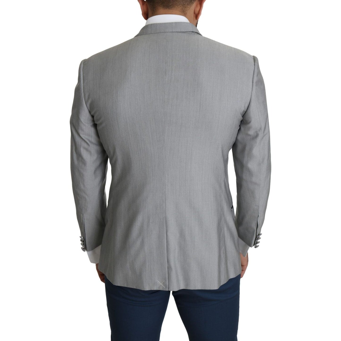 Dolce & Gabbana Elegant Silk Blend Light Gray Blazer Dolce & Gabbana Light Slate Gray