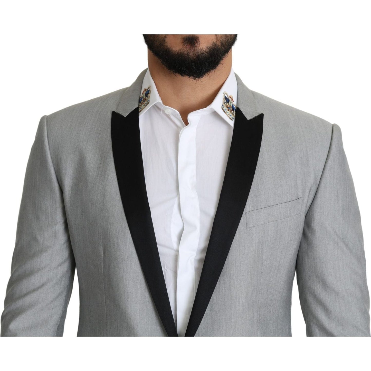 Dolce & Gabbana Elegant Silk Blend Light Gray Blazer Dolce & Gabbana Light Slate Gray
