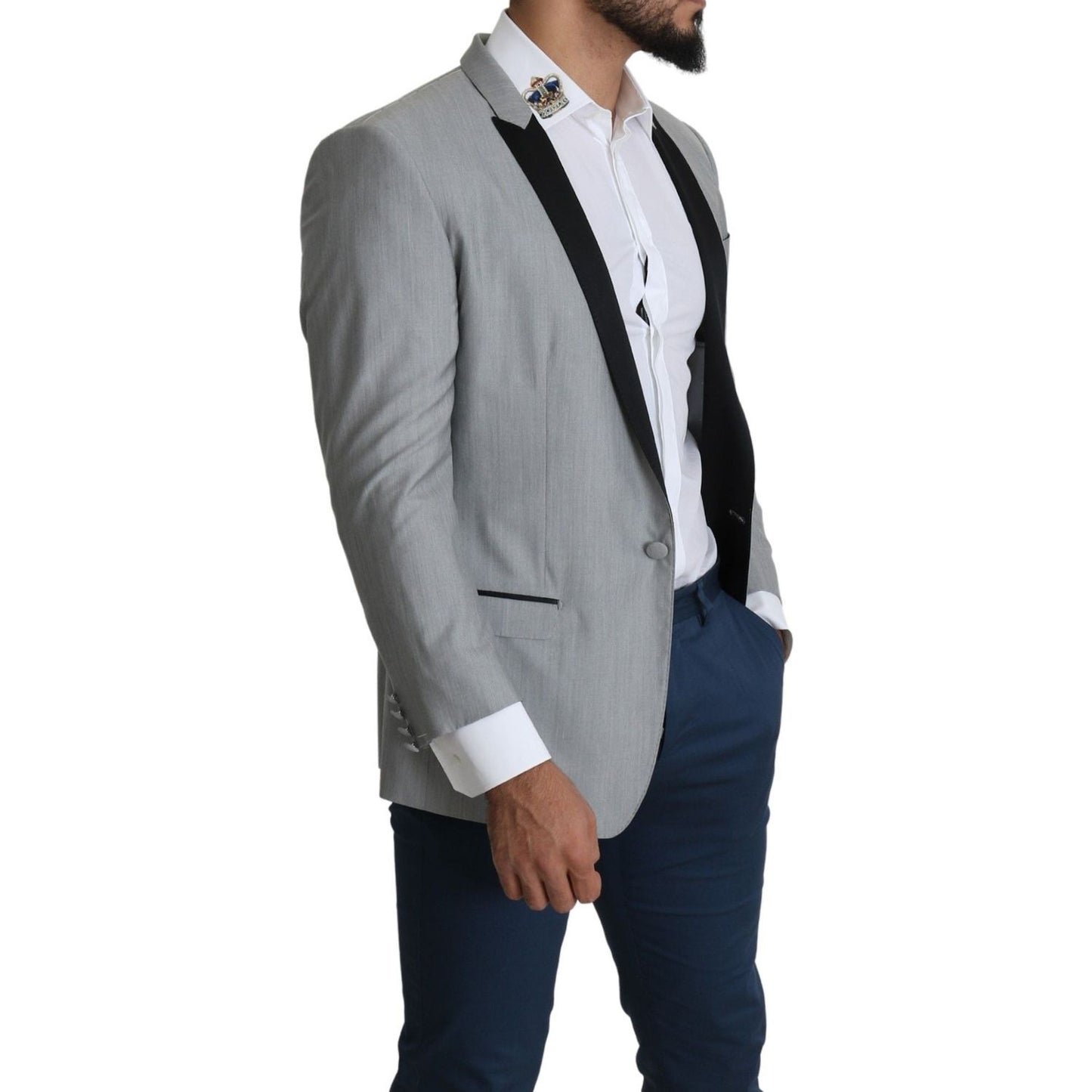 Dolce & Gabbana Elegant Silk Blend Light Gray Blazer Dolce & Gabbana Slate Gray