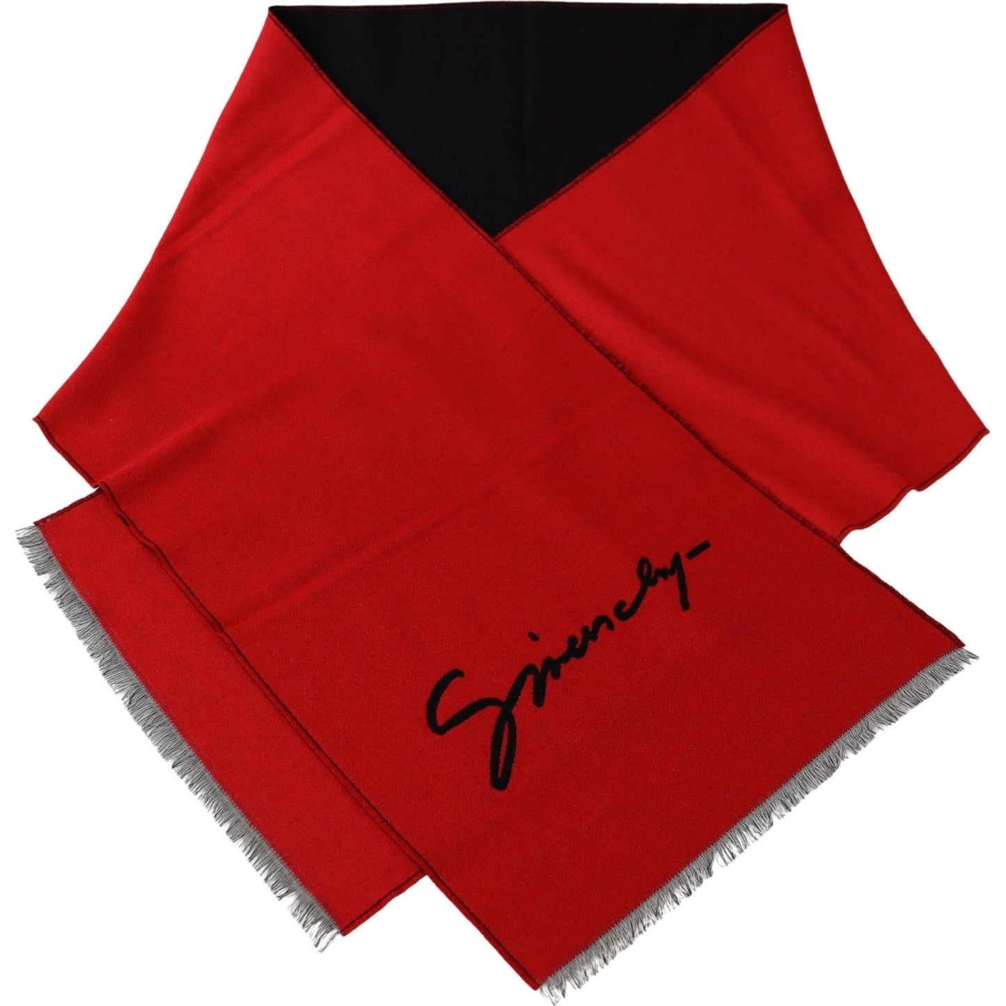 Givenchy Elegant Red Wool Blend Unisex Scarf Wool Wrap Shawl Scarf Givenchy Firebrick